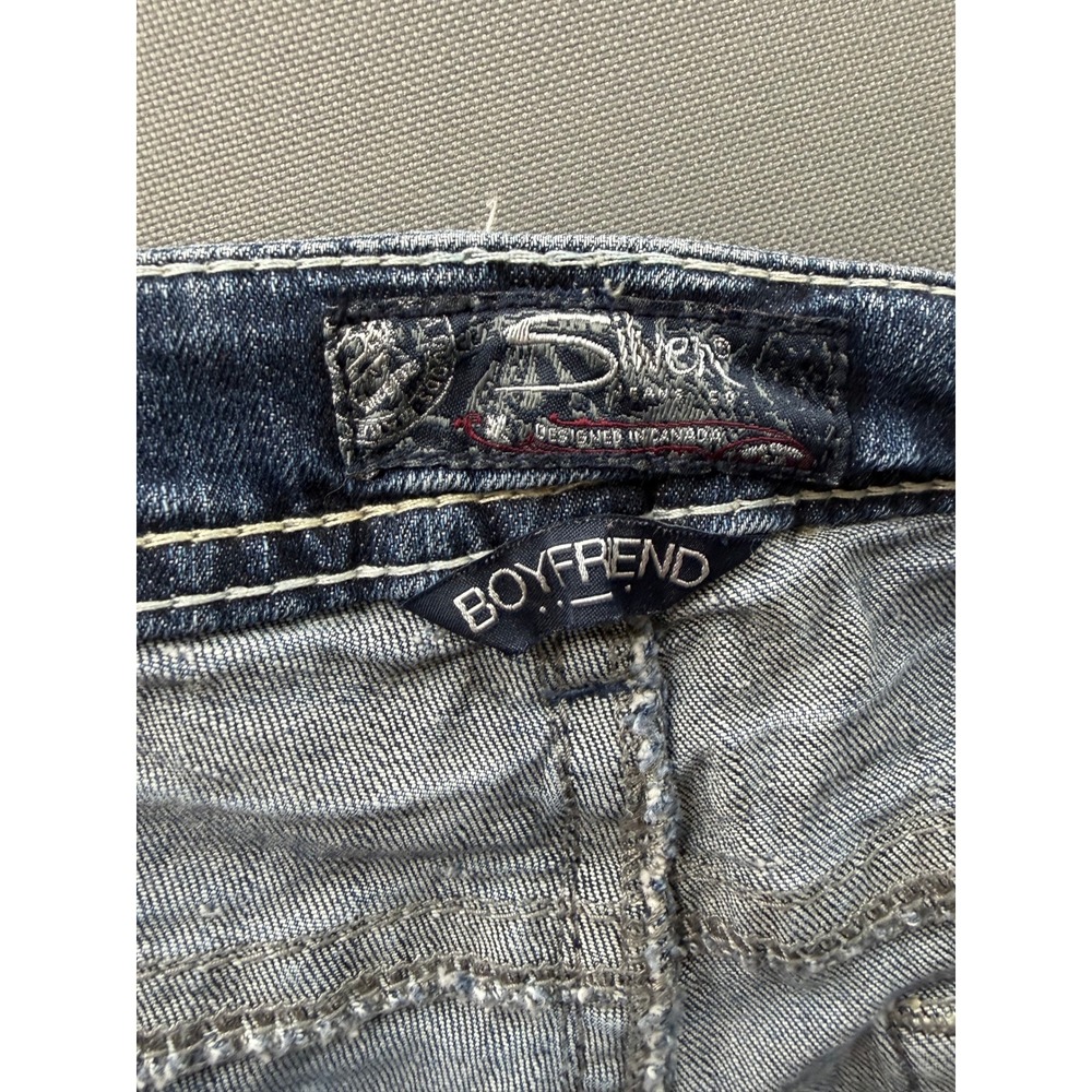 Silver Jeans Co Boyfriend Jeans Womens Blue Super Stretch 35x26 - Picture 10 of 14